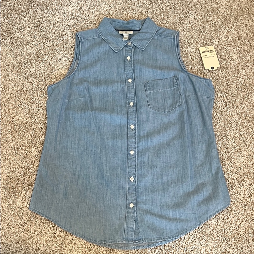 St. John's Bay Collared Sleeveless Button-Down Shirt